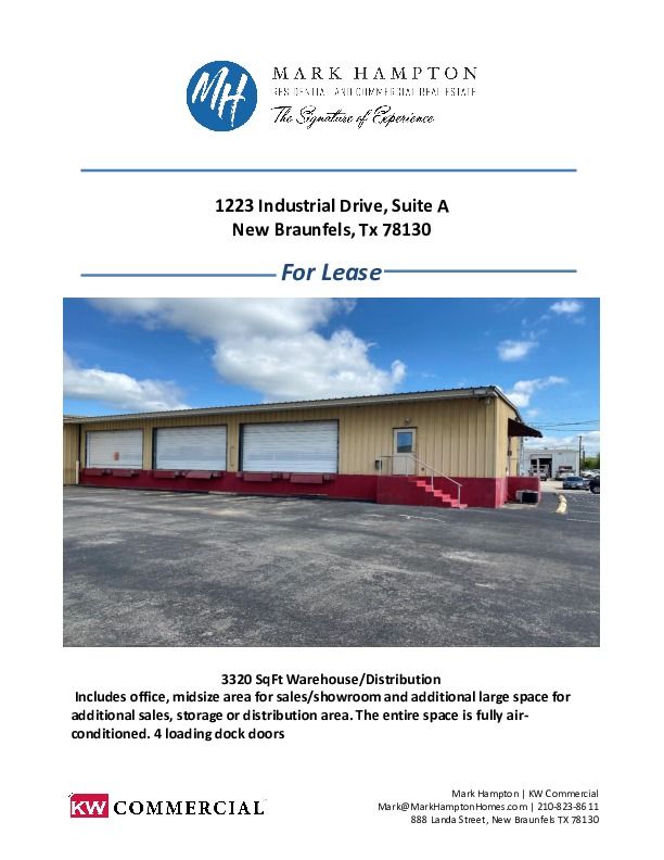Warehouse with office space For Lease: 1223 Industrial Dr, New Braunfels, TX 78130